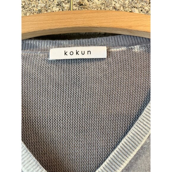 Kokun Womens V-Neck Gray Long-Sleeve Sweater M Bamboo & Cashmere - Picture 3 of 9